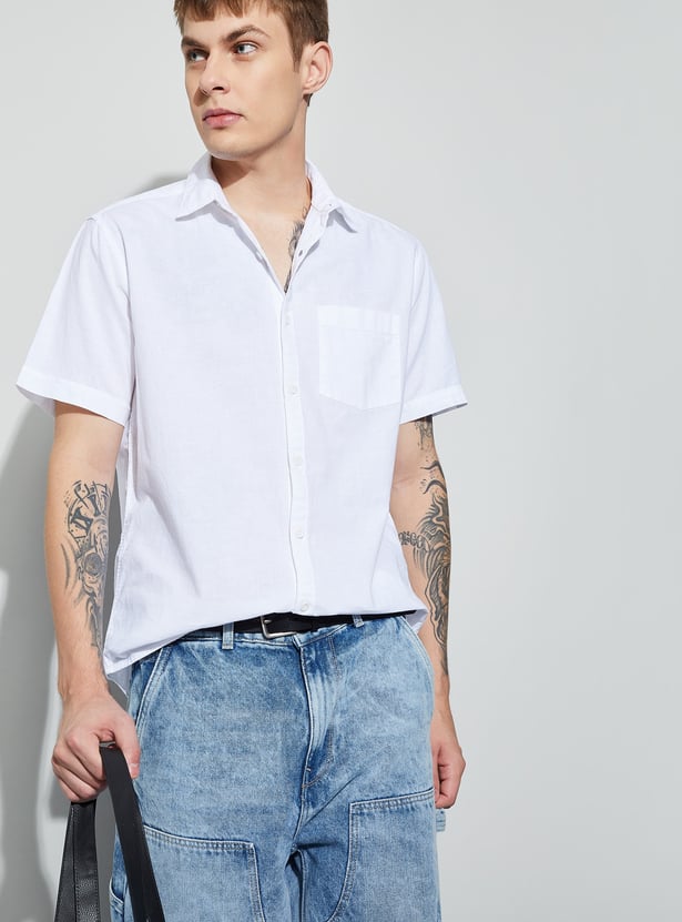 FAME FOREVER Solid Smart Fit Shirt