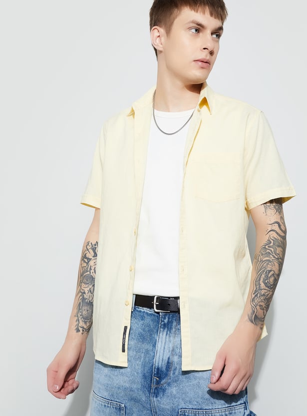 FAME FOREVER Solid Smart Fit Shirt