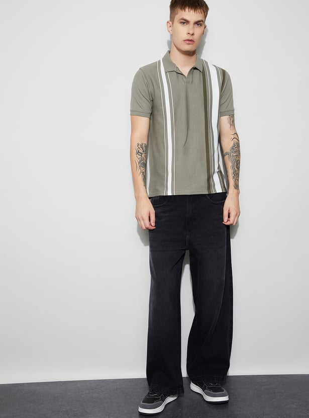 FAME FOREVER Striped Polo T-shirt