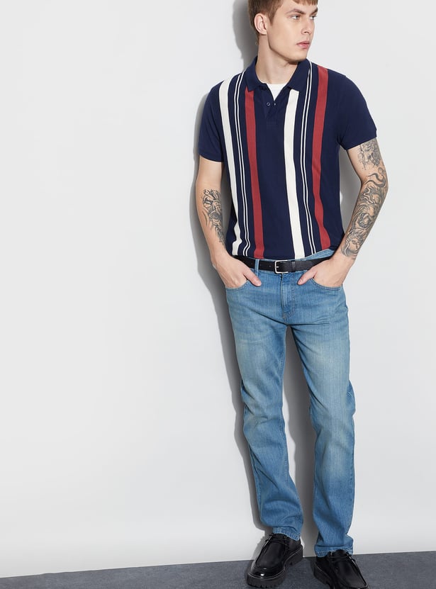 FAME FOREVER Striped Polo T-shirt