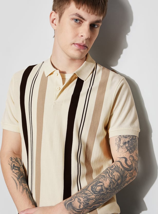 FAME FOREVER Striped Polo T-shirt