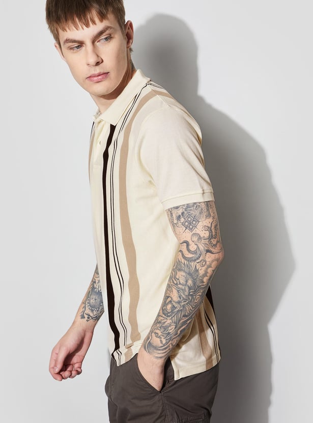 FAME FOREVER Striped Polo T-shirt