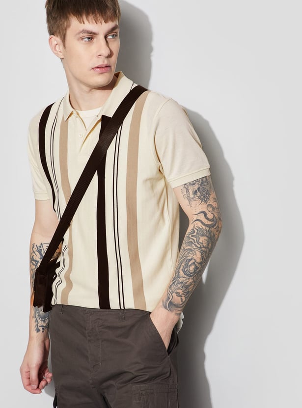 FAME FOREVER Striped Polo T-shirt