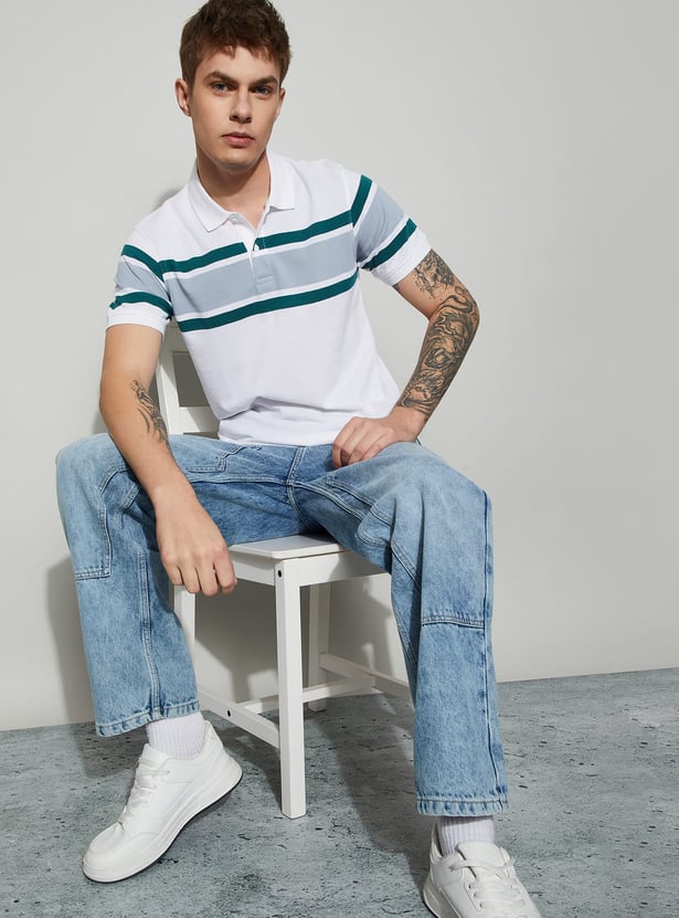 FAME FOREVER Striped Polo T-shirt