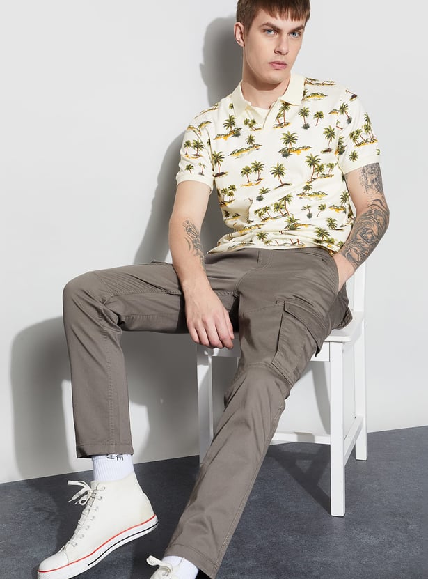 FAME FOREVER Printed Johnny Collar T-shirt