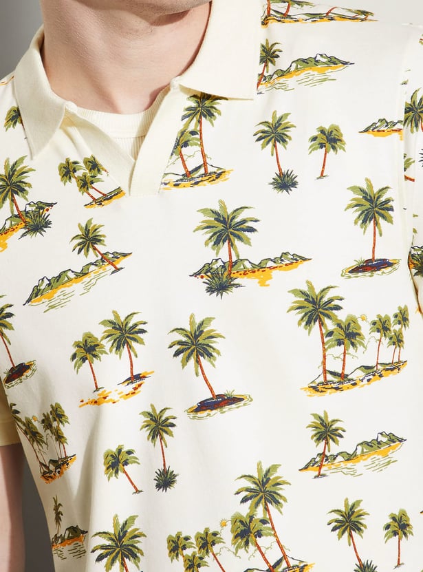 FAME FOREVER Printed Johnny Collar T-shirt