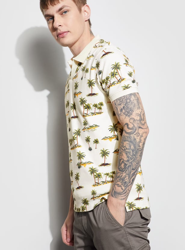 FAME FOREVER Printed Johnny Collar T-shirt