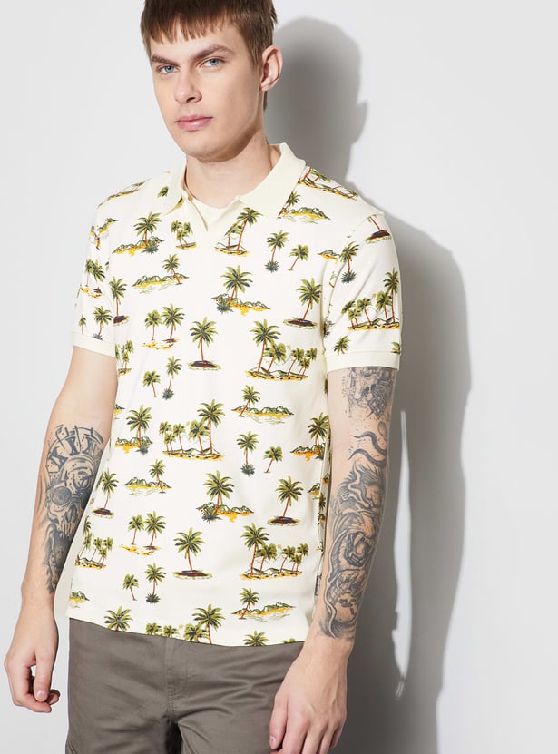 FAME FOREVER Printed Johnny Collar T-shirt