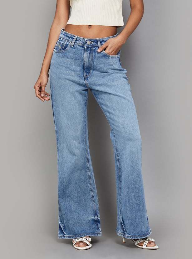 XPOSE Stonewashed Bell Bottom Jeans