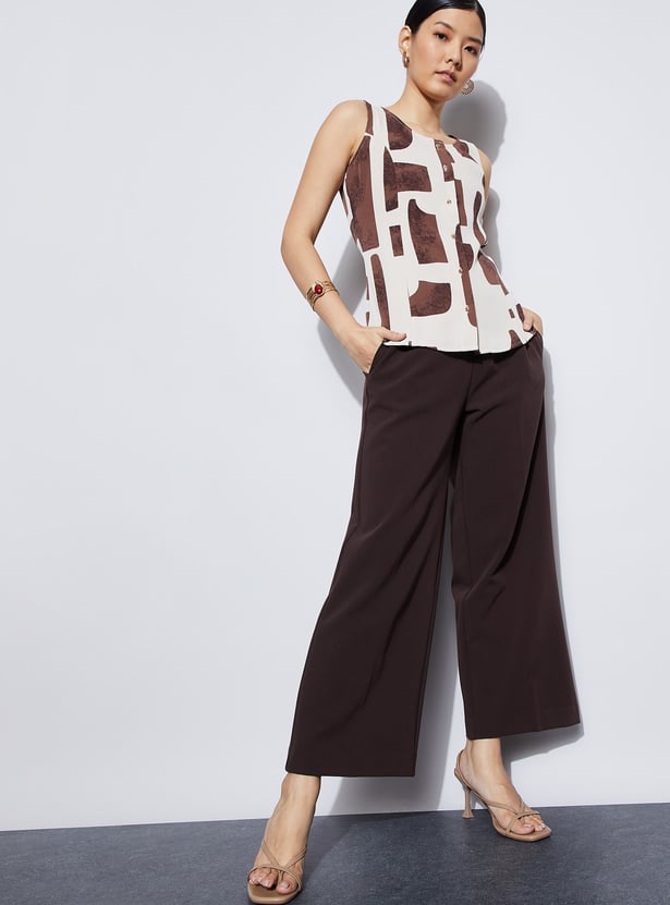 CODE Solid Flat Front Trousers