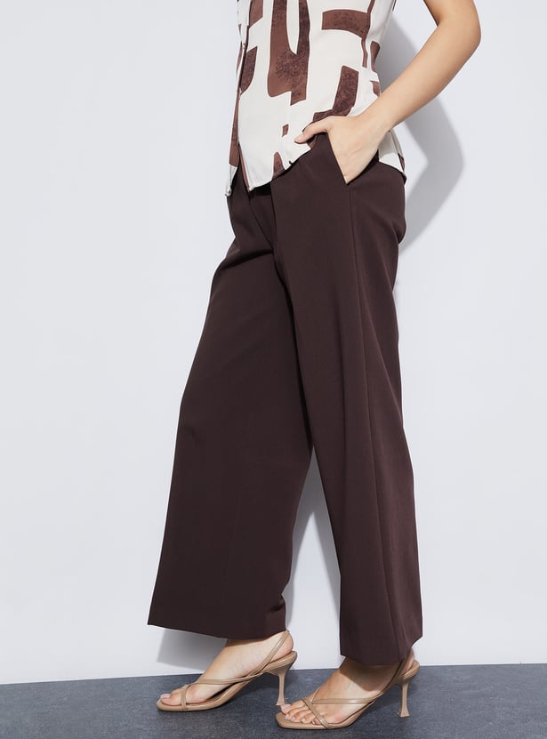 CODE Solid Flat Front Trousers