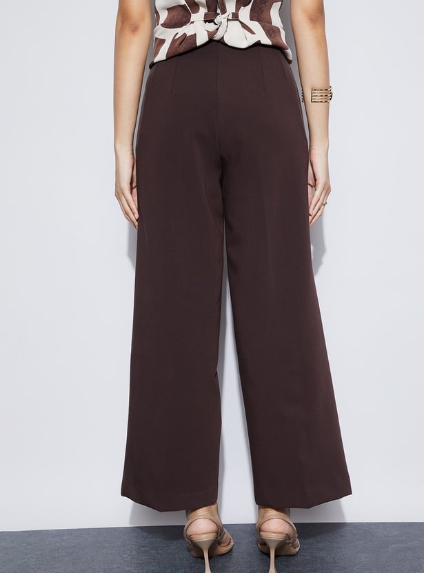CODE Solid Flat Front Trousers