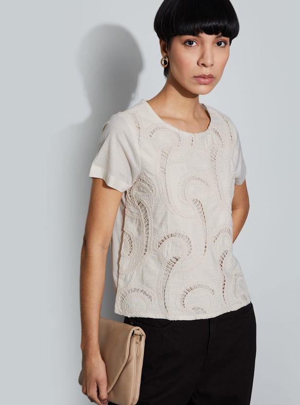 FAME FOREVER Embroidered Regular Top