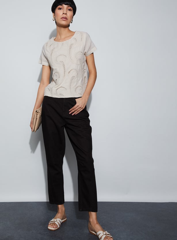 FAME FOREVER Embroidered Regular Top