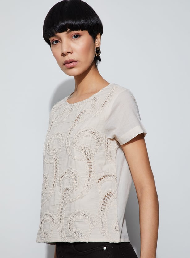 FAME FOREVER Embroidered Regular Top