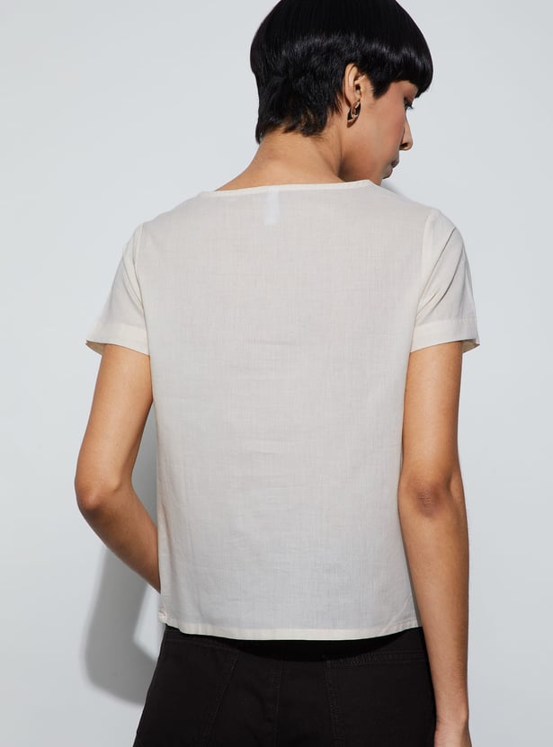 FAME FOREVER Embroidered Regular Top