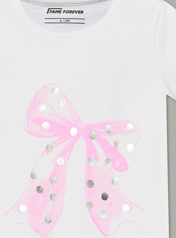 FAME FOREVER Girls Bow Graphic Print T-shirt