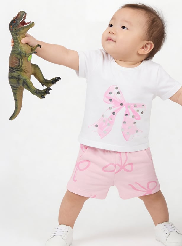 FAME FOREVER Girls Bow Graphic Print T-shirt