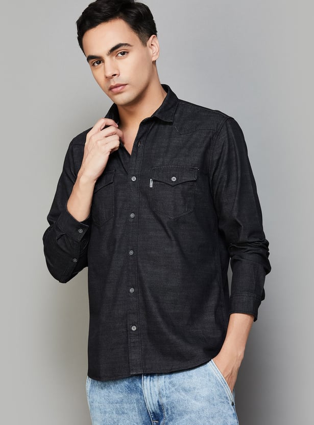 LP JEANS Washed Slim Fit Denim Shirt