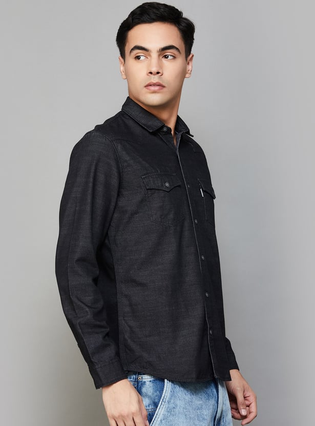 LP JEANS Washed Slim Fit Denim Shirt