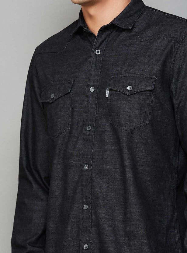 LP JEANS Washed Slim Fit Denim Shirt