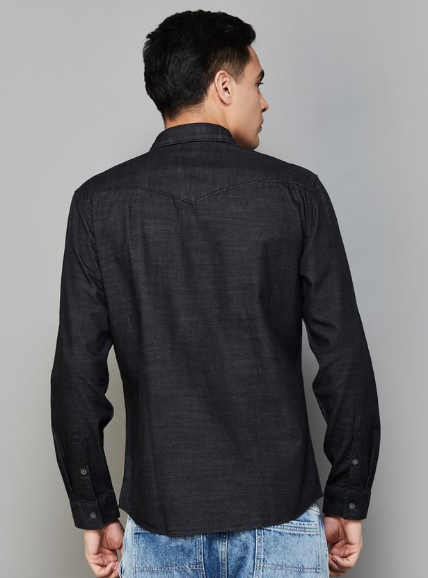 LP JEANS Washed Slim Fit Denim Shirt