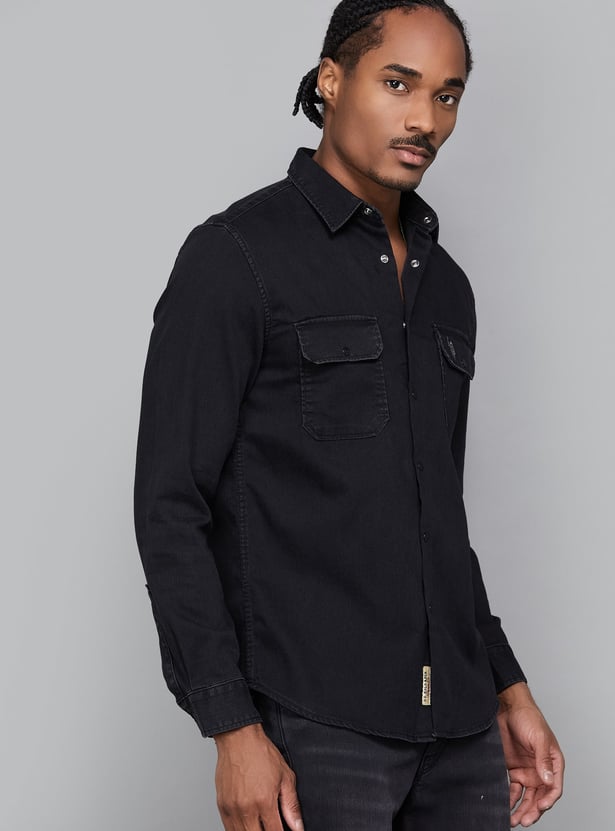 US POLO ASSN Solid Regular Fit Denim Shirt