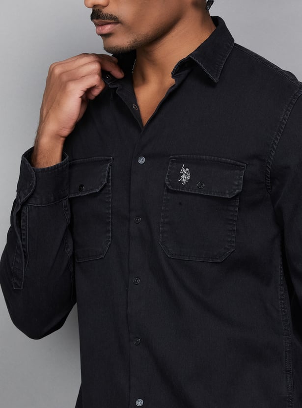US POLO ASSN Solid Regular Fit Denim Shirt