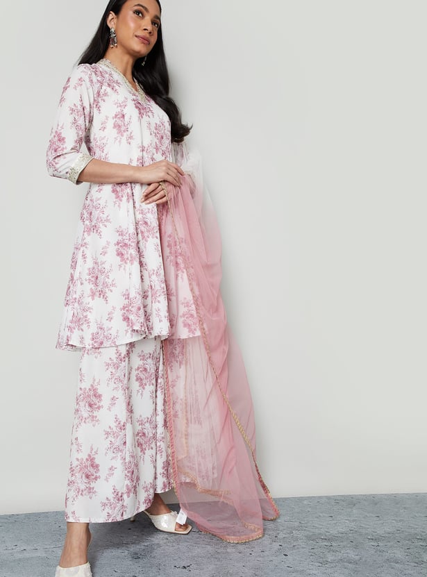 MELANGE Floral Print Palazzos