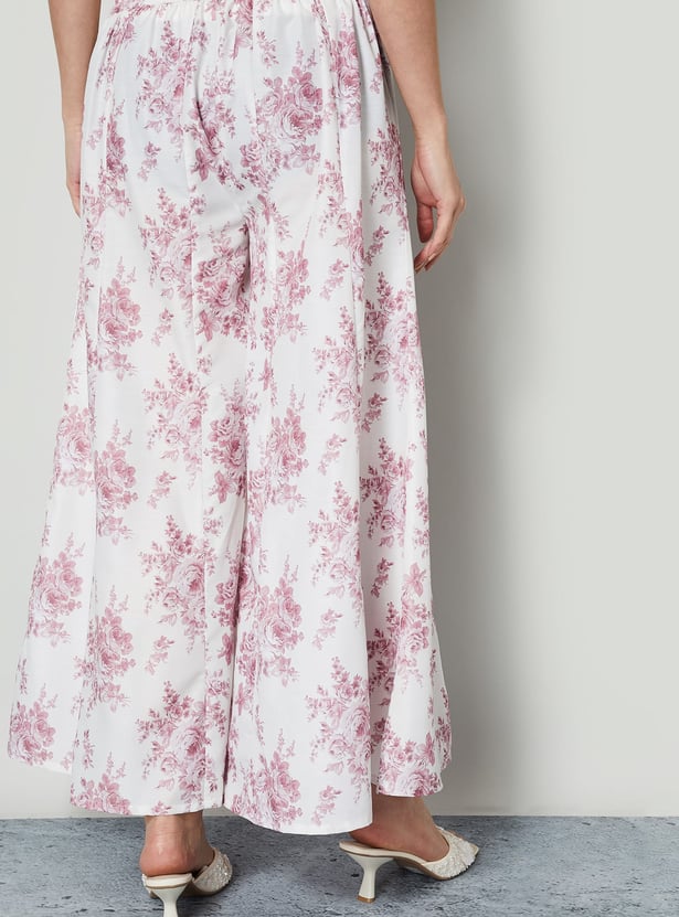 MELANGE Floral Print Palazzos
