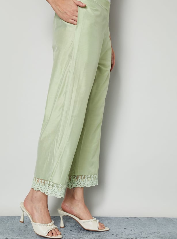 MELANGE Solid Straight Pants