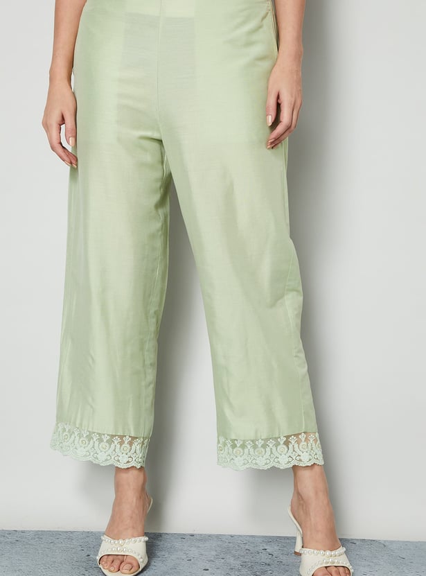 MELANGE Solid Straight Pants