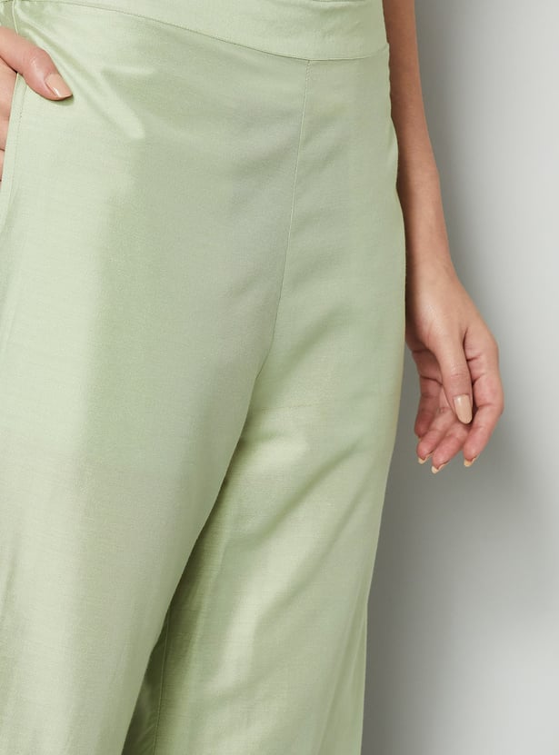 MELANGE Solid Straight Pants
