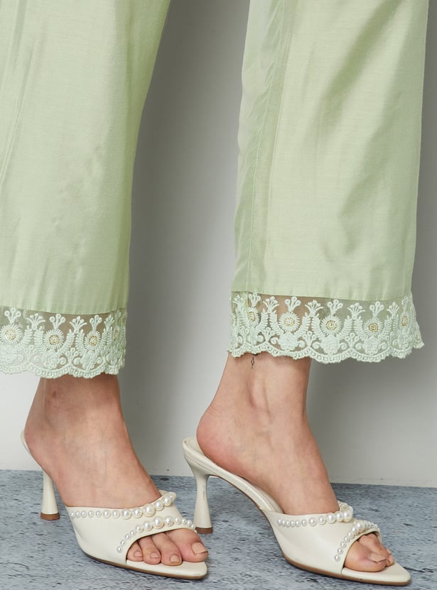 MELANGE Solid Straight Pants