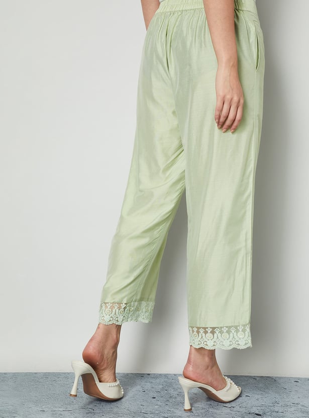 MELANGE Solid Straight Pants