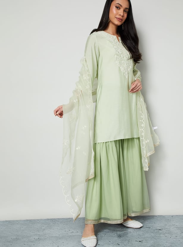 MELANGE Mesh Sharara Pants
