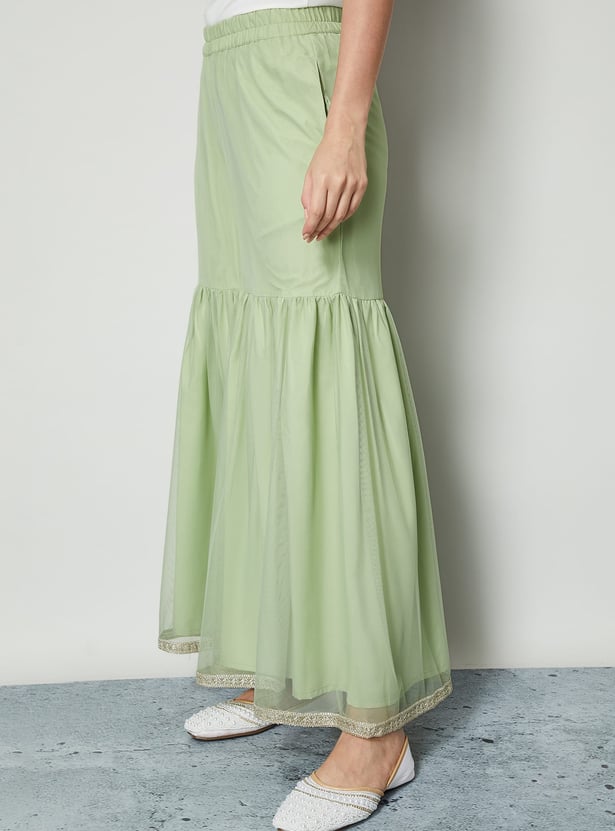 MELANGE Mesh Sharara Pants