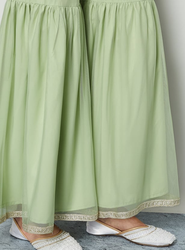 MELANGE Mesh Sharara Pants