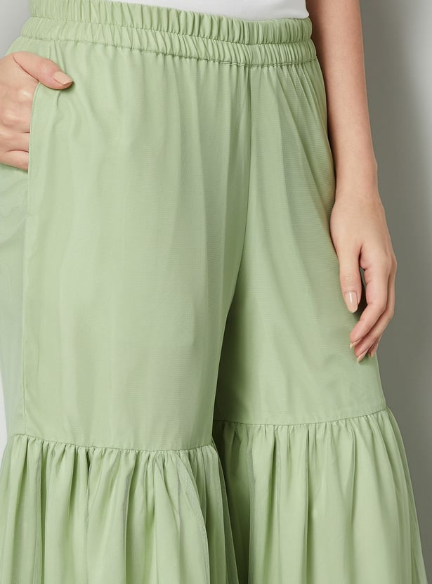 MELANGE Mesh Sharara Pants