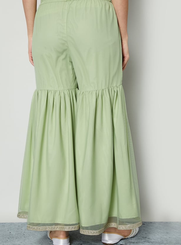 MELANGE Mesh Sharara Pants