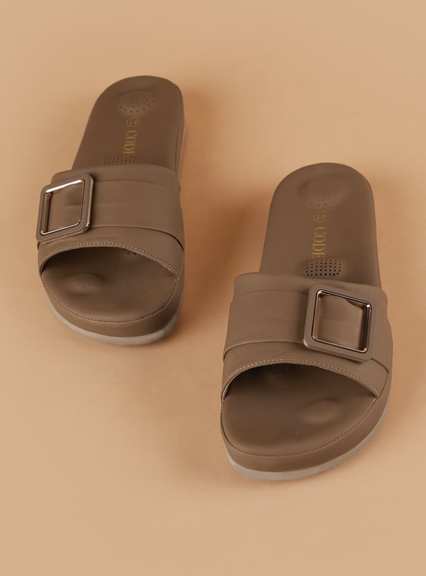 CODE Solid Flats with Buckle Detail