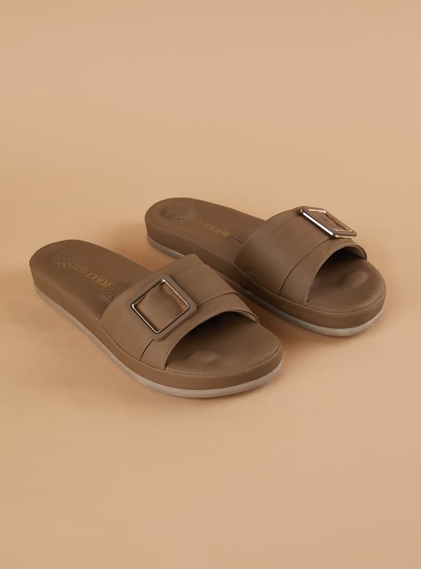 CODE Solid Flats with Buckle Detail