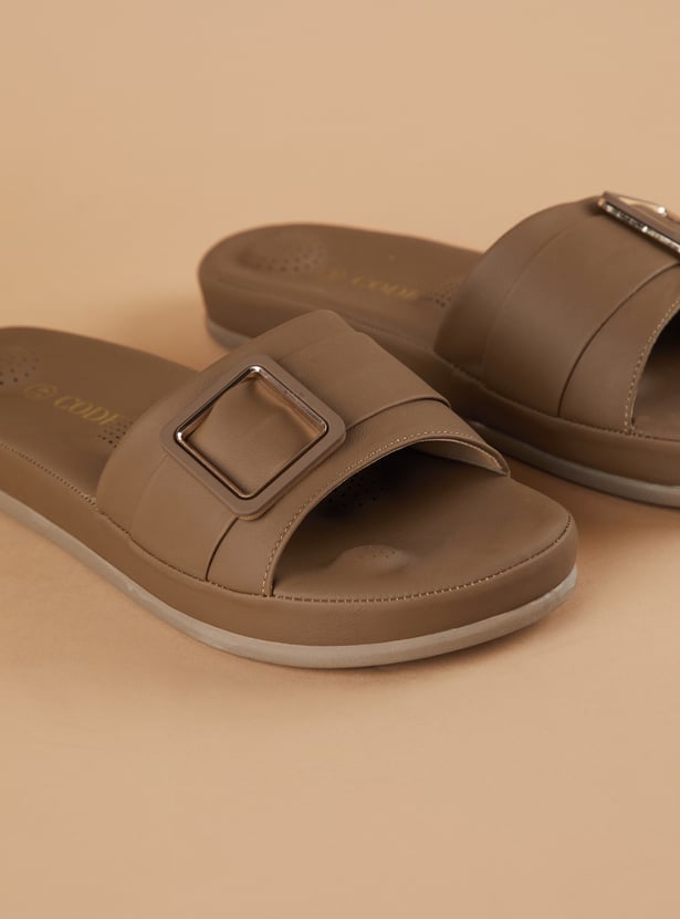 CODE Solid Flats with Buckle Detail
