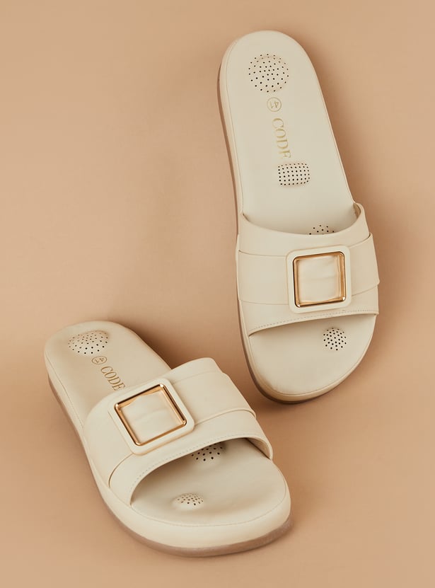 CODE Solid Flats with Buckle Detail