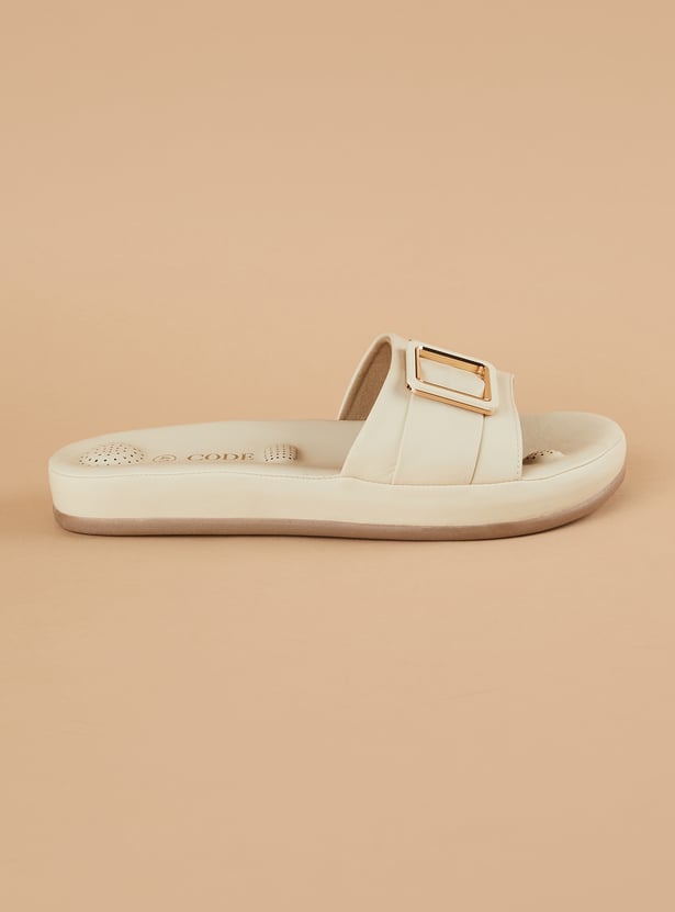CODE Solid Flats with Buckle Detail