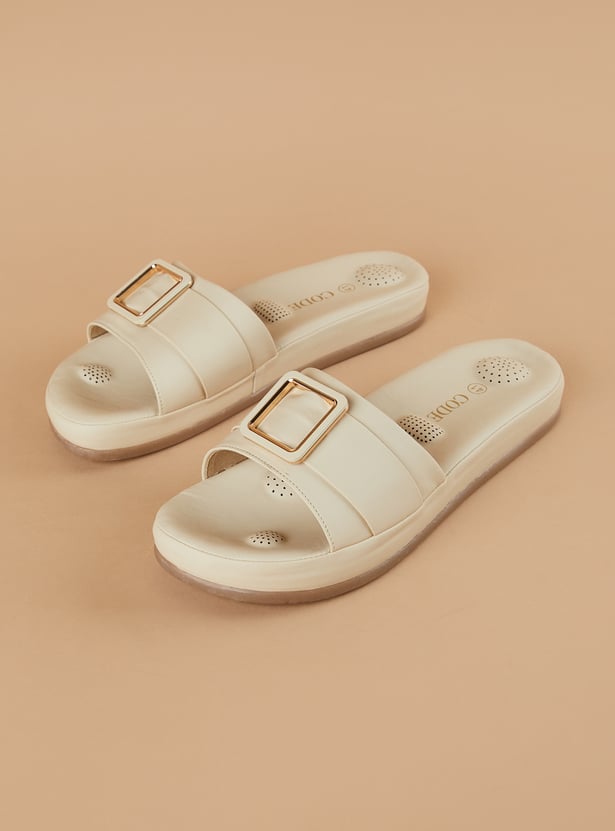 CODE Solid Flats with Buckle Detail