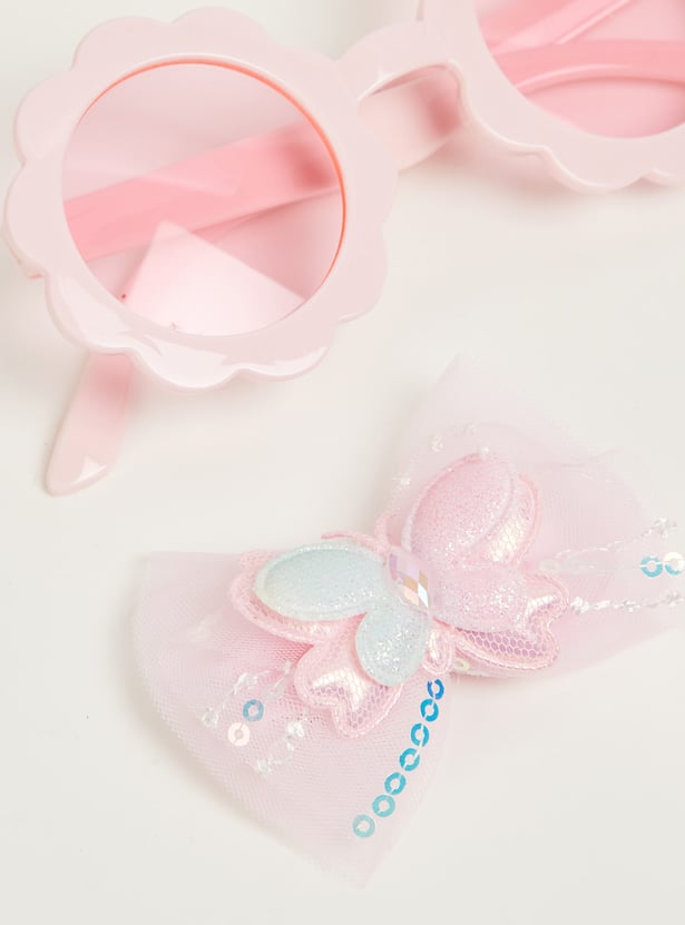FAME FOREVER Girls Bow Alligator Hair Clips with Sunglasses - Pack of 3