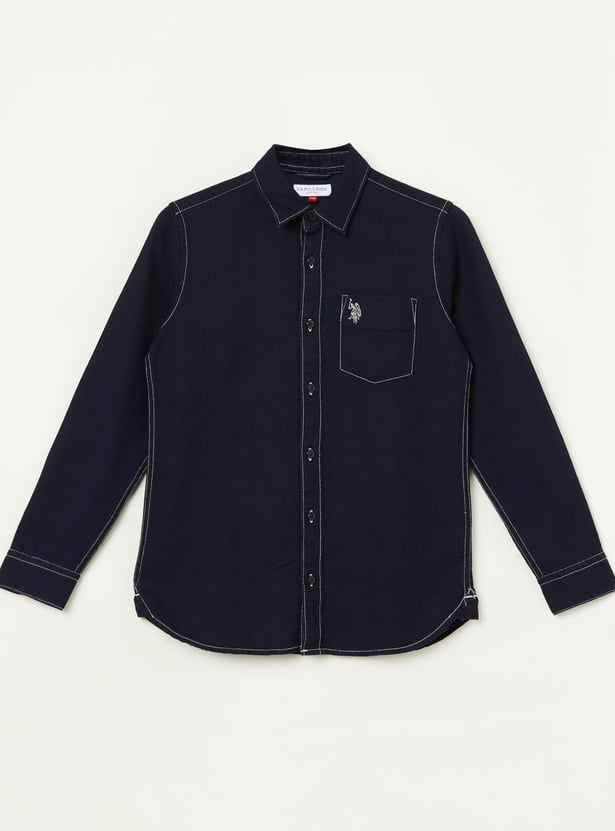 US POLO ASSN KIDS Boys Textured Regular Fit Shirt
