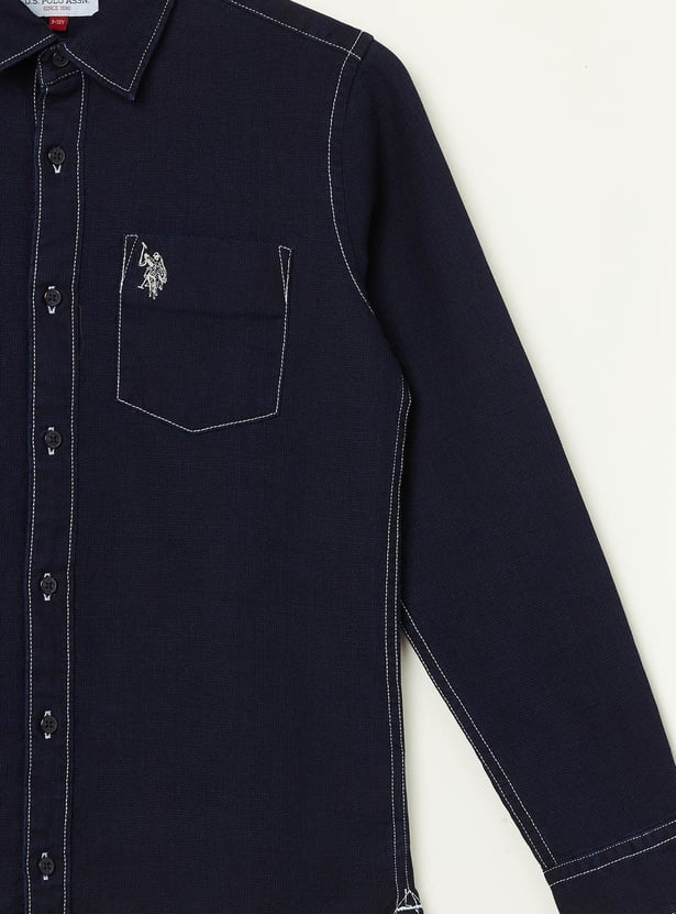 US POLO ASSN KIDS Boys Textured Regular Fit Shirt