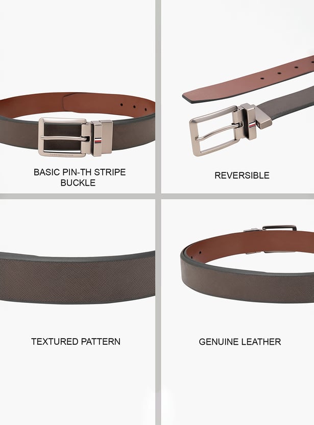 TOMMY HILFIGER Textured Reversible Leather Belt